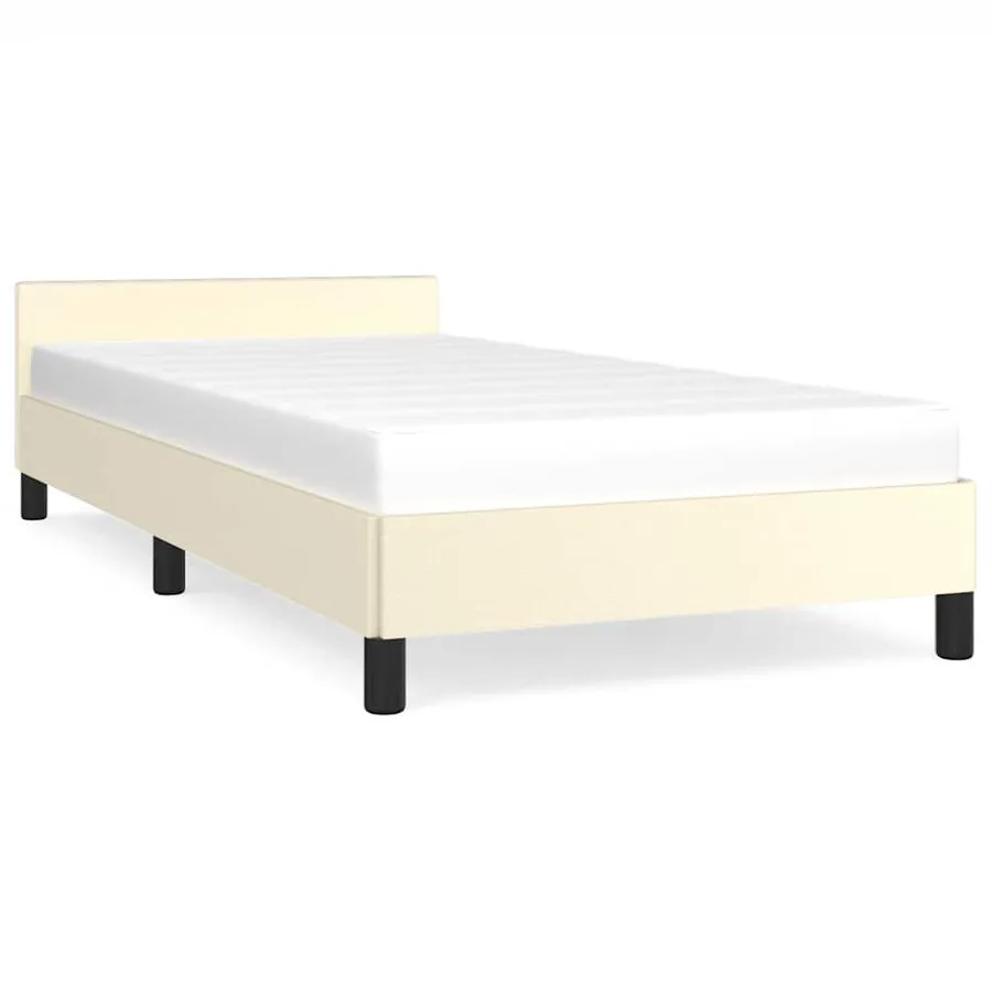 Cadre de lit avec tête de lit sans matelas crème 80x200 cm - 2