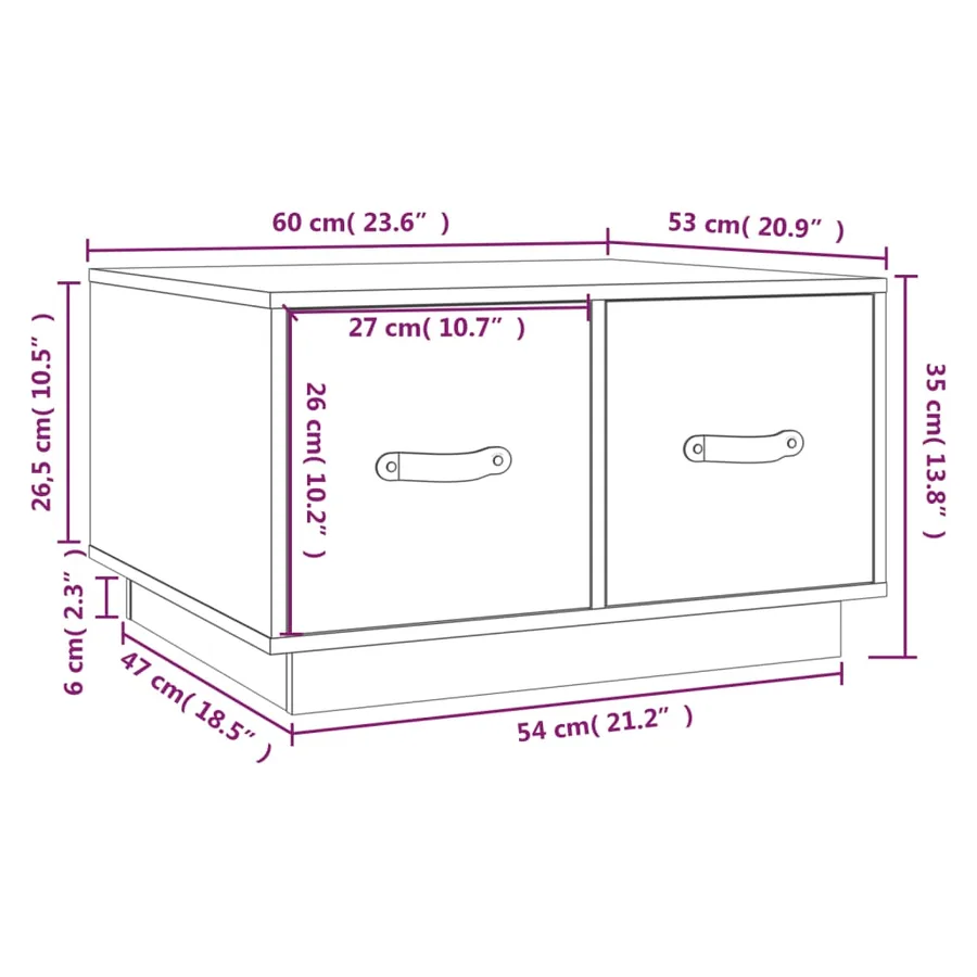 Table basse Gris 60x53x35 cm Bois massif de pin - 10