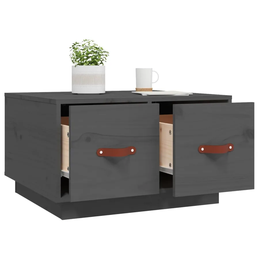 Table basse Gris 60x53x35 cm Bois massif de pin - 5