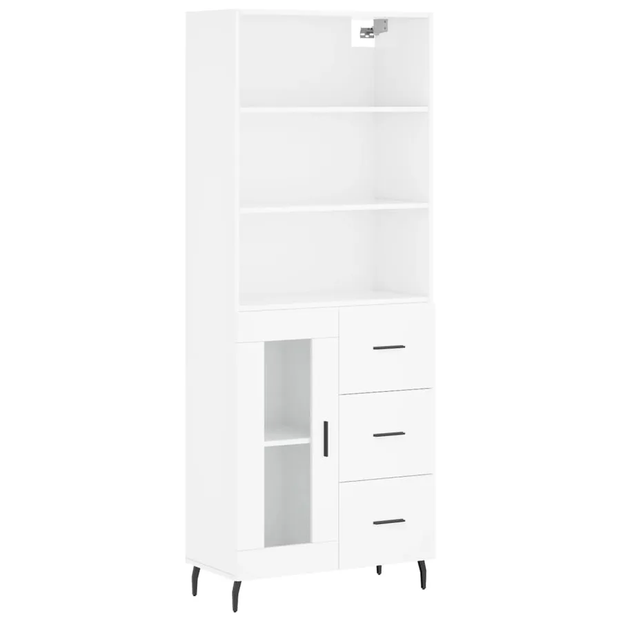 Buffet haut Blanc brillant 69,5x34x180 cm Bois d'ingénierie - 2