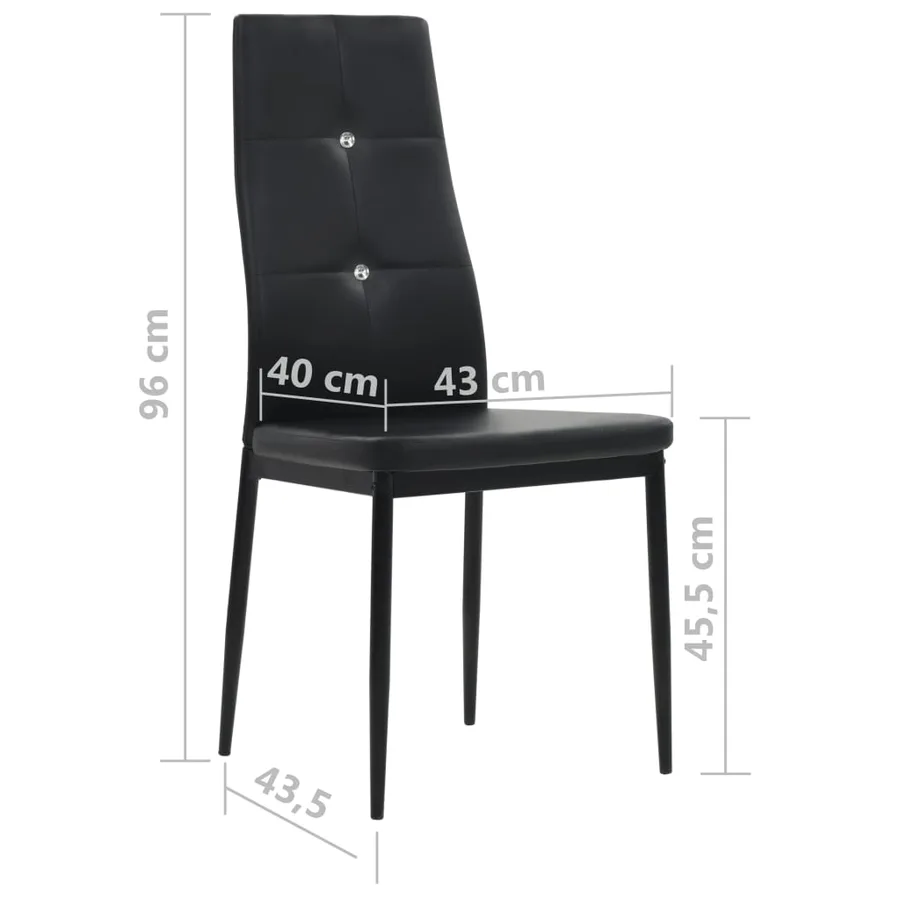 Chaises à manger lot de 2 noir similicuir - 9