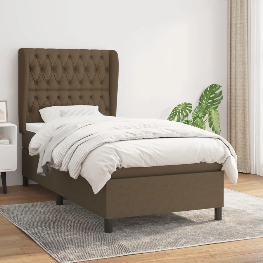 Sommier à lattes de lit avec matelas Marron foncé 100x200 cm