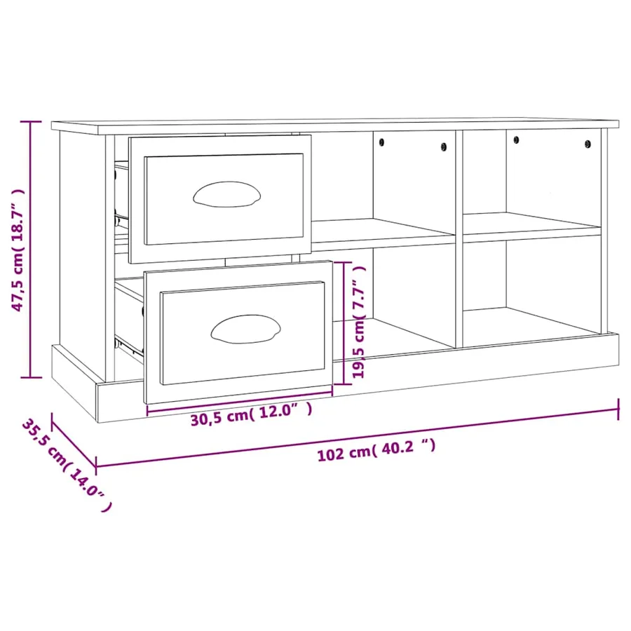 Meuble TV gris béton 102x35,5x47,5 cm bois d'ingénierie - 11