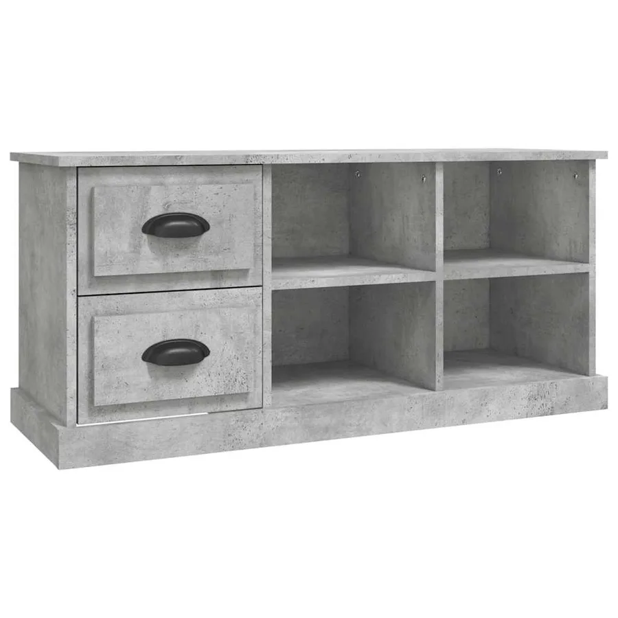 Meuble TV gris béton 102x35,5x47,5 cm bois d'ingénierie - 2