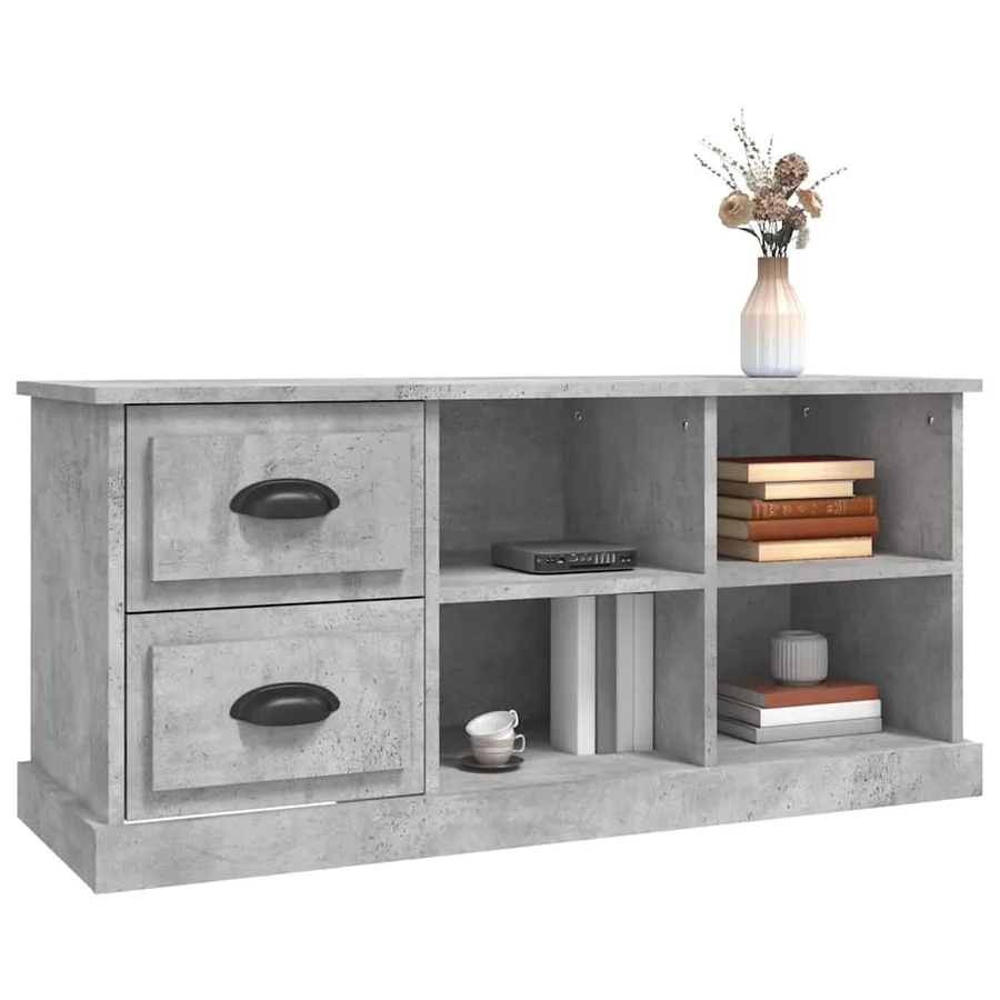Meuble TV gris béton 102x35,5x47,5 cm bois d'ingénierie - 4