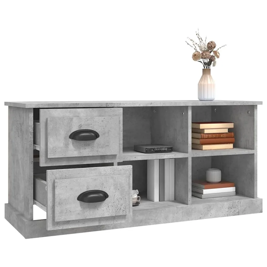 Meuble TV gris béton 102x35,5x47,5 cm bois d'ingénierie - 5