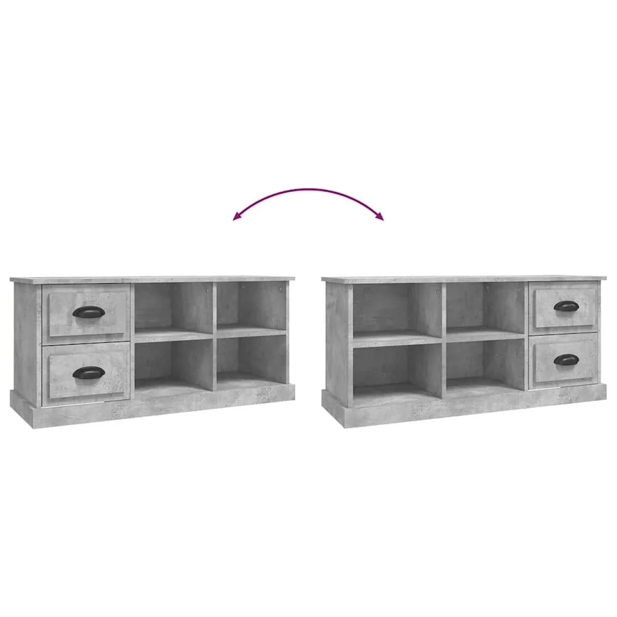 Meuble TV gris béton 102x35,5x47,5 cm bois d'ingénierie - 9