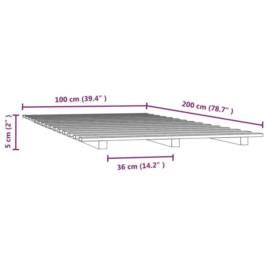 Cadre de lit sans matelas 100x200 cm bois massif de pin - 8