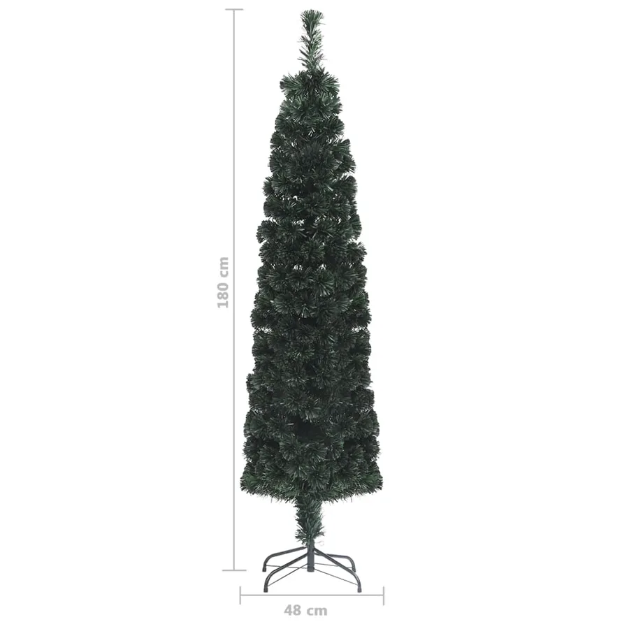 Arbre de Noël artificiel mince et support 180 cm fibre optique - 8