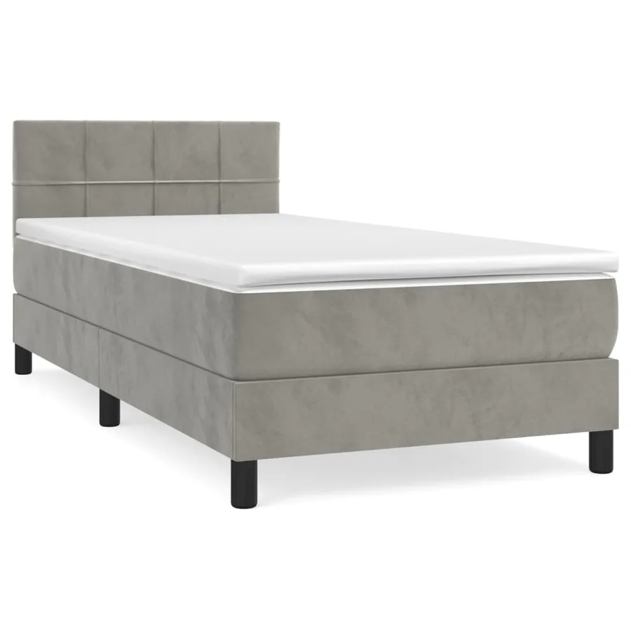 Sommier à lattes de lit et matelas Gris clair 80x200 cm Velours - 2