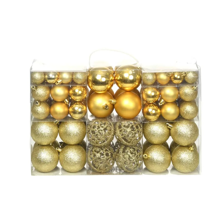 Ensemble de boules de Noël 100 pcs 3/4/6 cm Doré