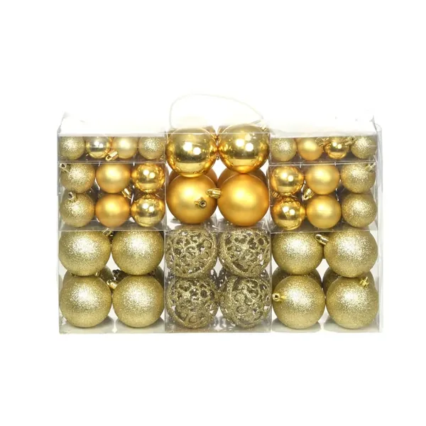 Ensemble de boules de Noël 100 pcs 3/4/6 cm Doré