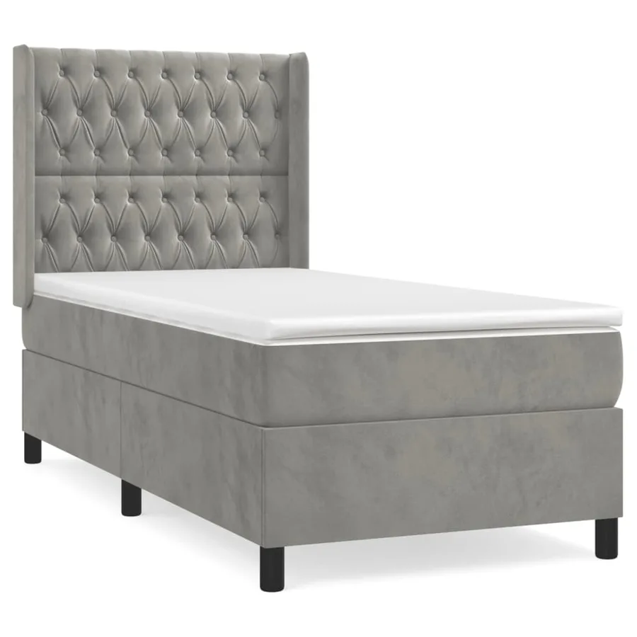 Sommier à lattes de lit et matelas Gris clair 100x200cm Velours - 2