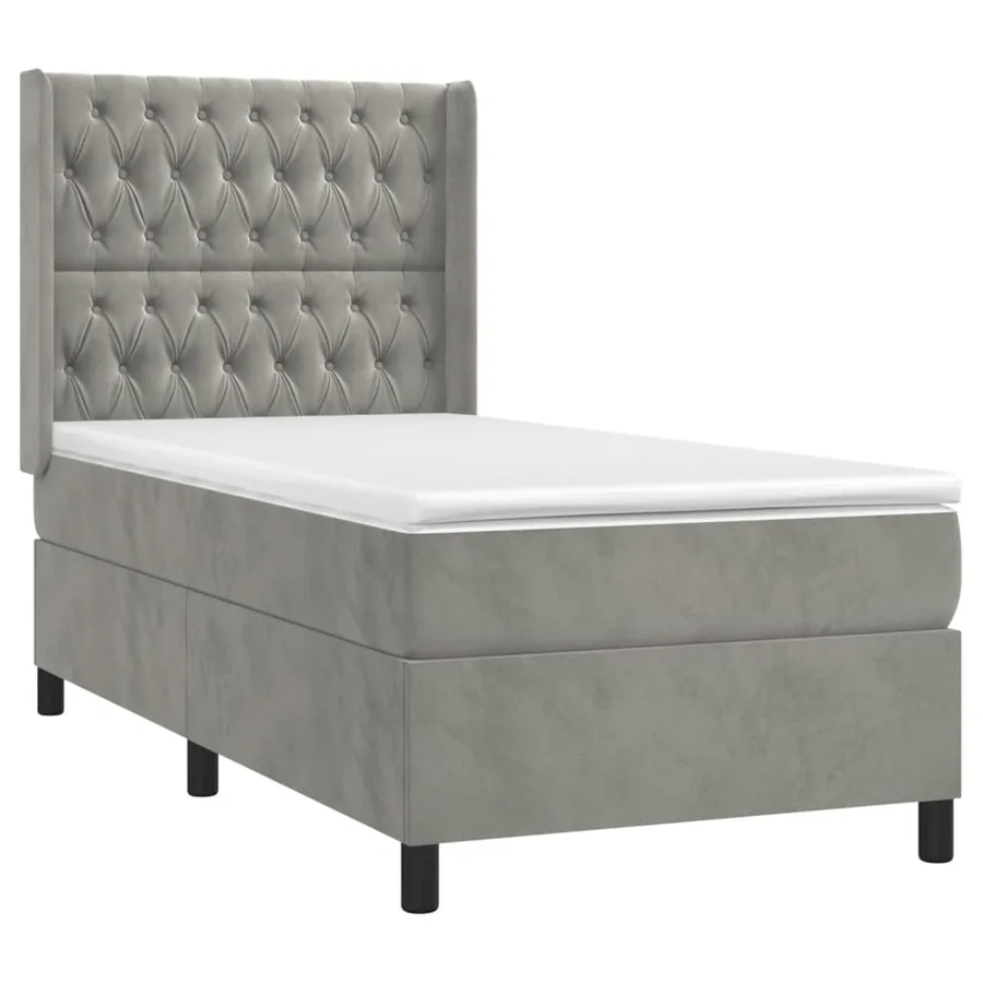 Sommier à lattes de lit et matelas Gris clair 100x200cm Velours - 3