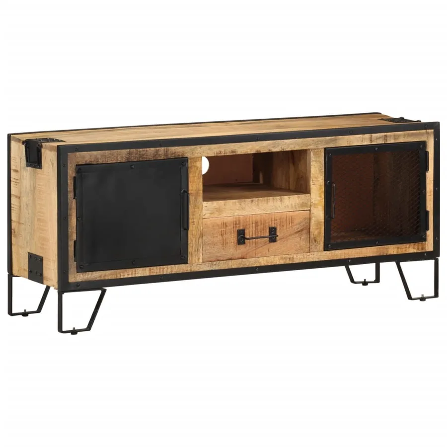 Meuble TV 110x31x46 cm Bois de manguier brut - 14