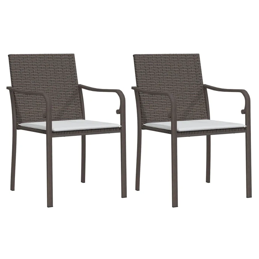 Chaises de jardin et coussins lot de 2 marron 56x59x84 cm rotin - 2