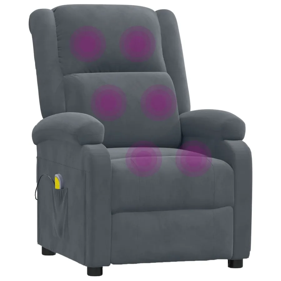 Fauteuil de massage Gris foncé velours - 7