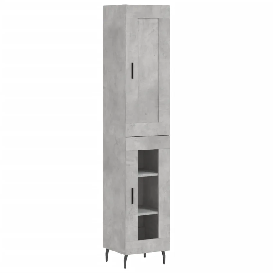 Buffet haut Gris béton 34,5x34x180 cm Bois d'ingénierie - 2