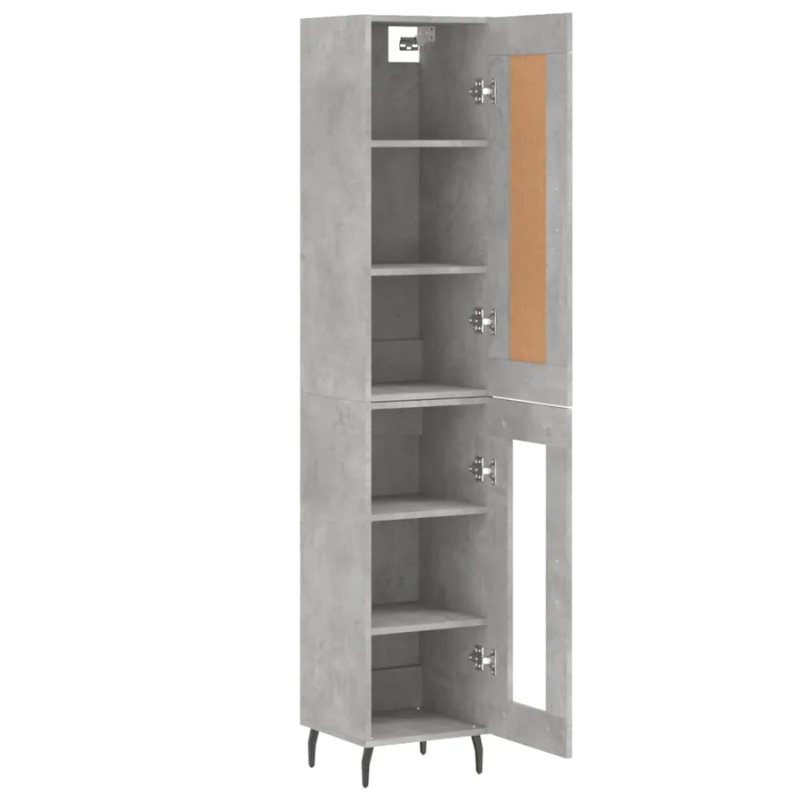 Buffet haut Gris béton 34,5x34x180 cm Bois d'ingénierie - 4