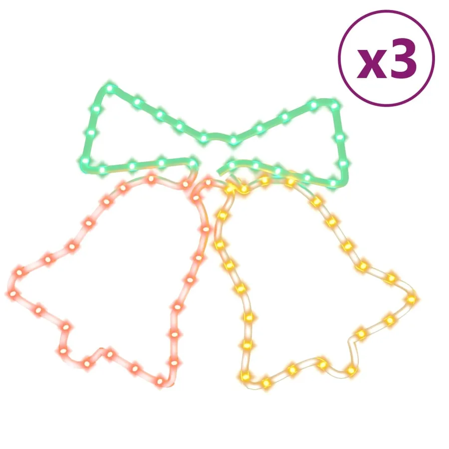 Figurines de cloches de Noël avec 72 LED 3 pcs 50x56 cm - 2