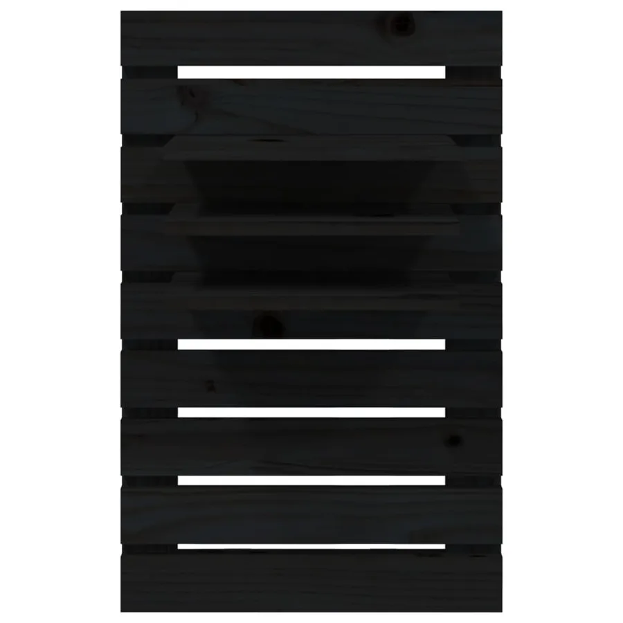 Étagères de chevet murales 2 pcs Noir Bois de pin massif - 6
