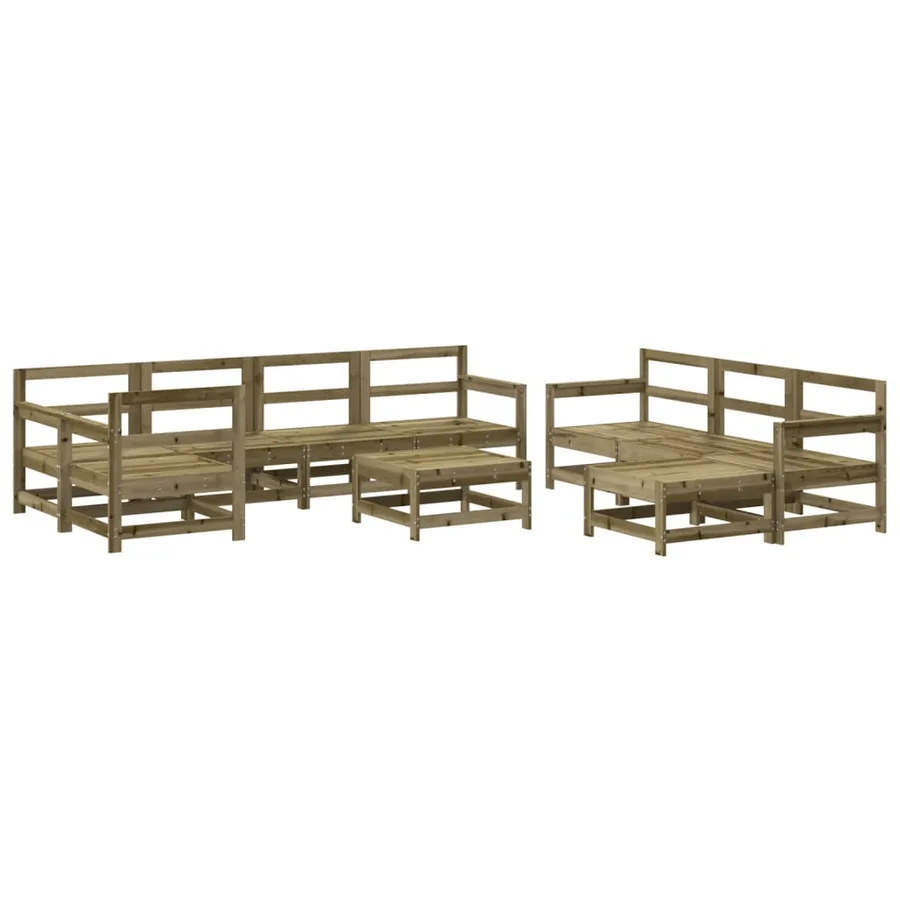 Salon de jardin 10 pcs avec coussins bois de pin imprégné - 3