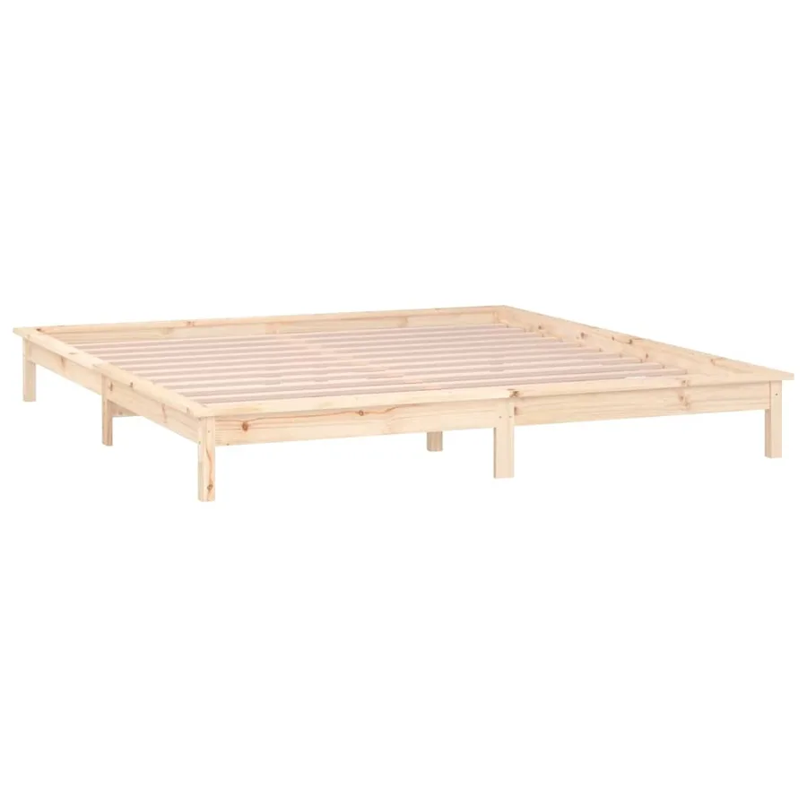 Cadre de lit à LED sans matelas 135x190 cm bois massif - 6