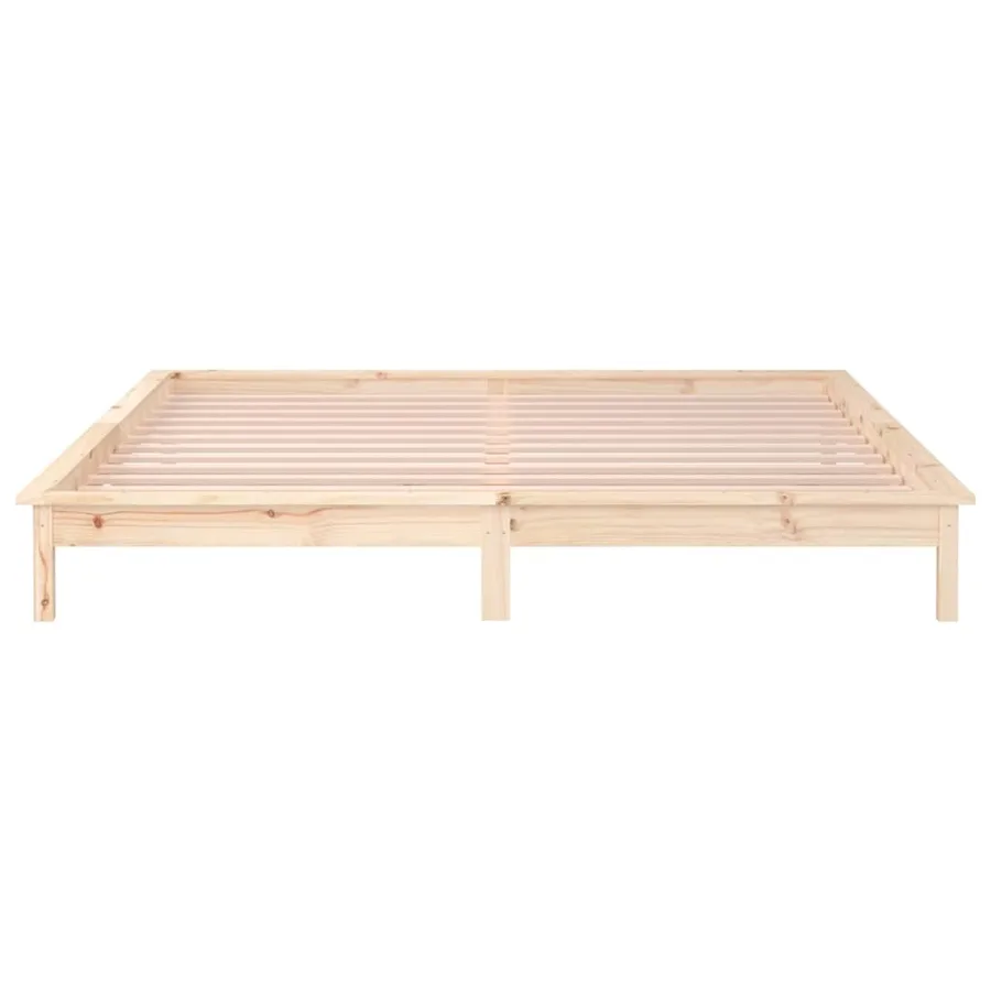 Cadre de lit à LED sans matelas 135x190 cm bois massif - 7