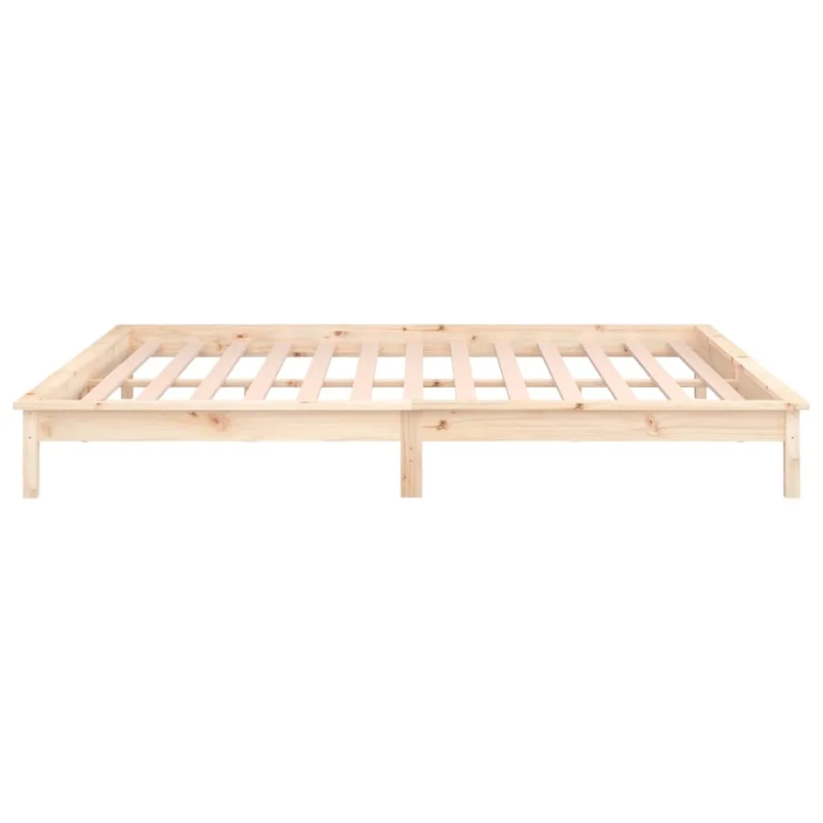Cadre de lit à LED sans matelas 135x190 cm bois massif - 8