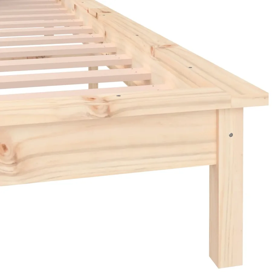 Cadre de lit à LED sans matelas 135x190 cm bois massif - 9