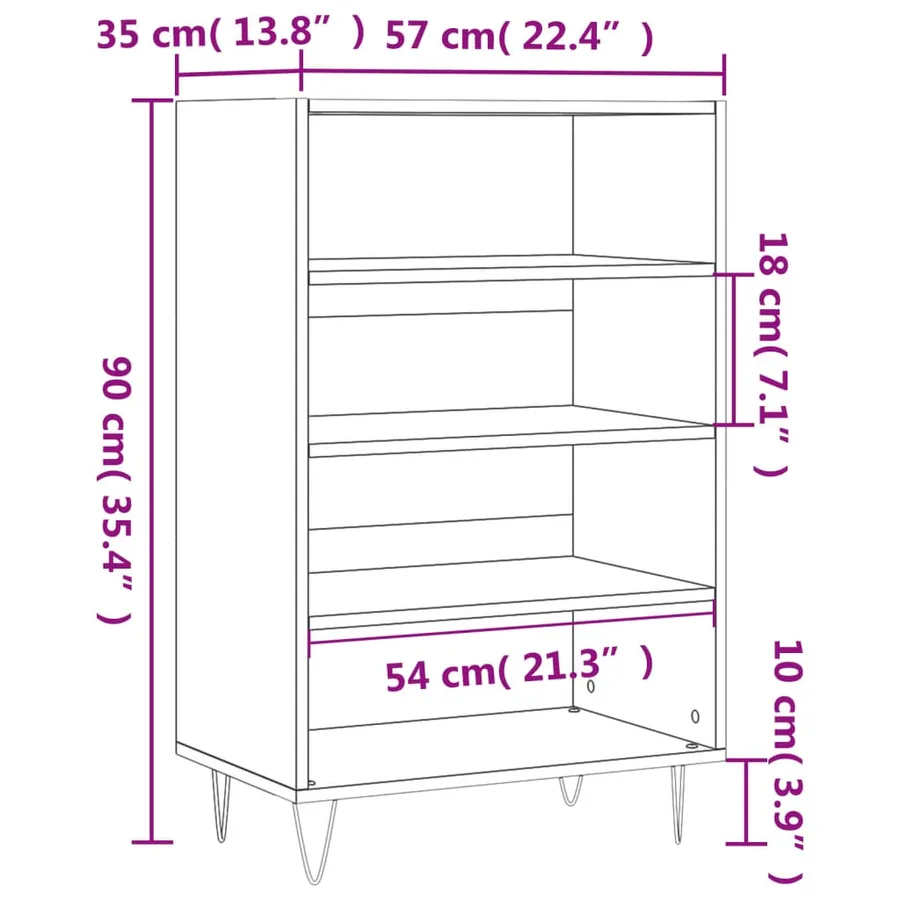 Buffet haut blanc 57x35x90 cm bois d'ingénierie - 9