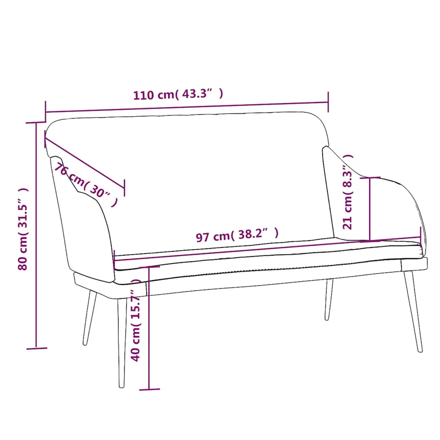 Banc Bleu 110x76x80 cm Velours - 8