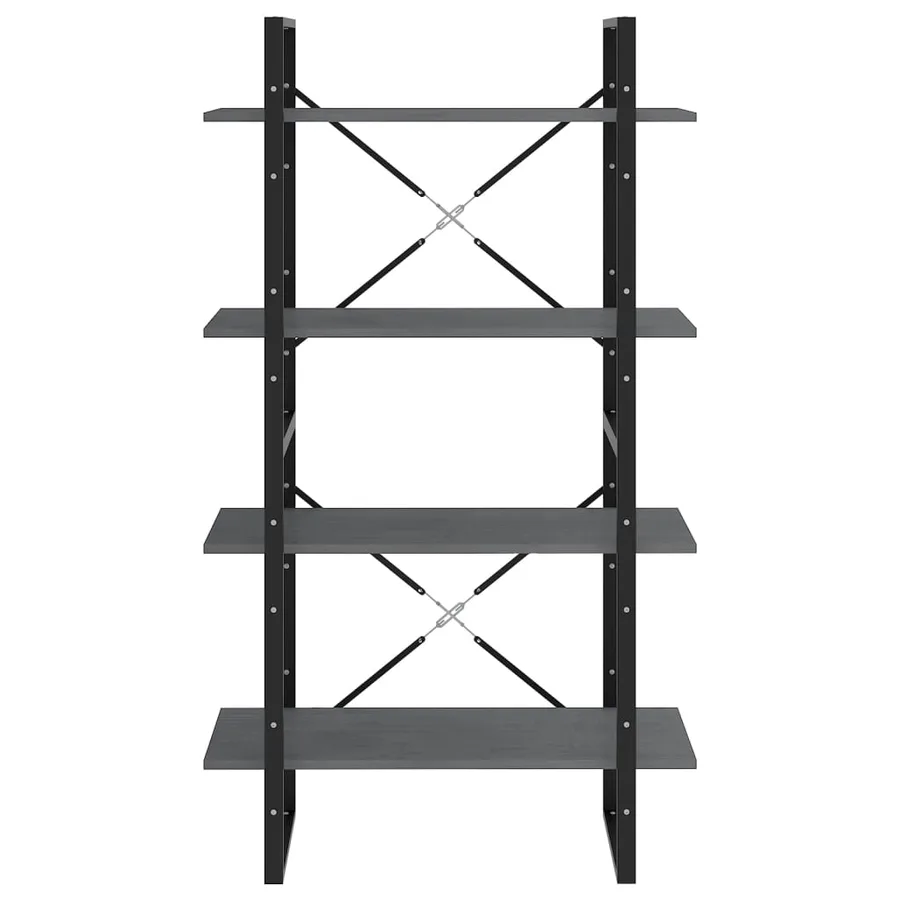 Bibliothèque à 4 niveaux Gris 80x30x140 cm Bois de pin massif - 5