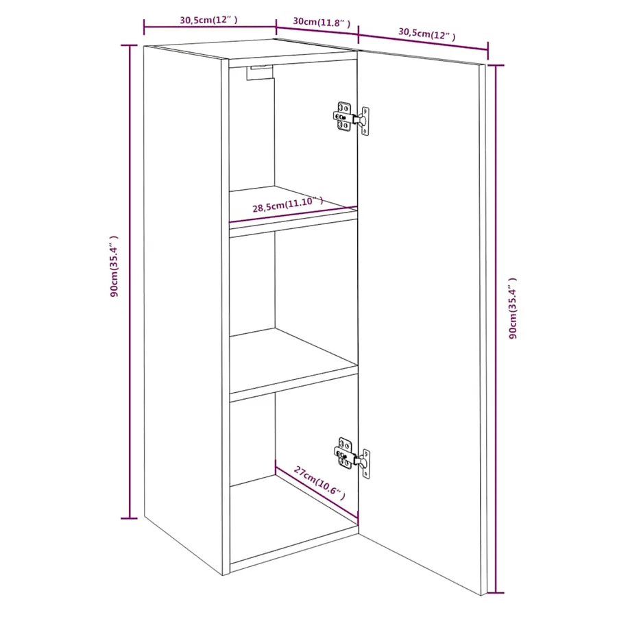 Meubles TV Sonoma gris 30,5x30x90 cm Bois d'ingénierie - 9