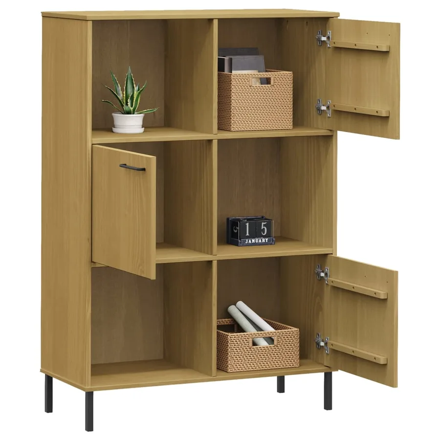Bibliothèque avec pieds en métal Marron 90x35x128,5cm Bois OSLO - 3