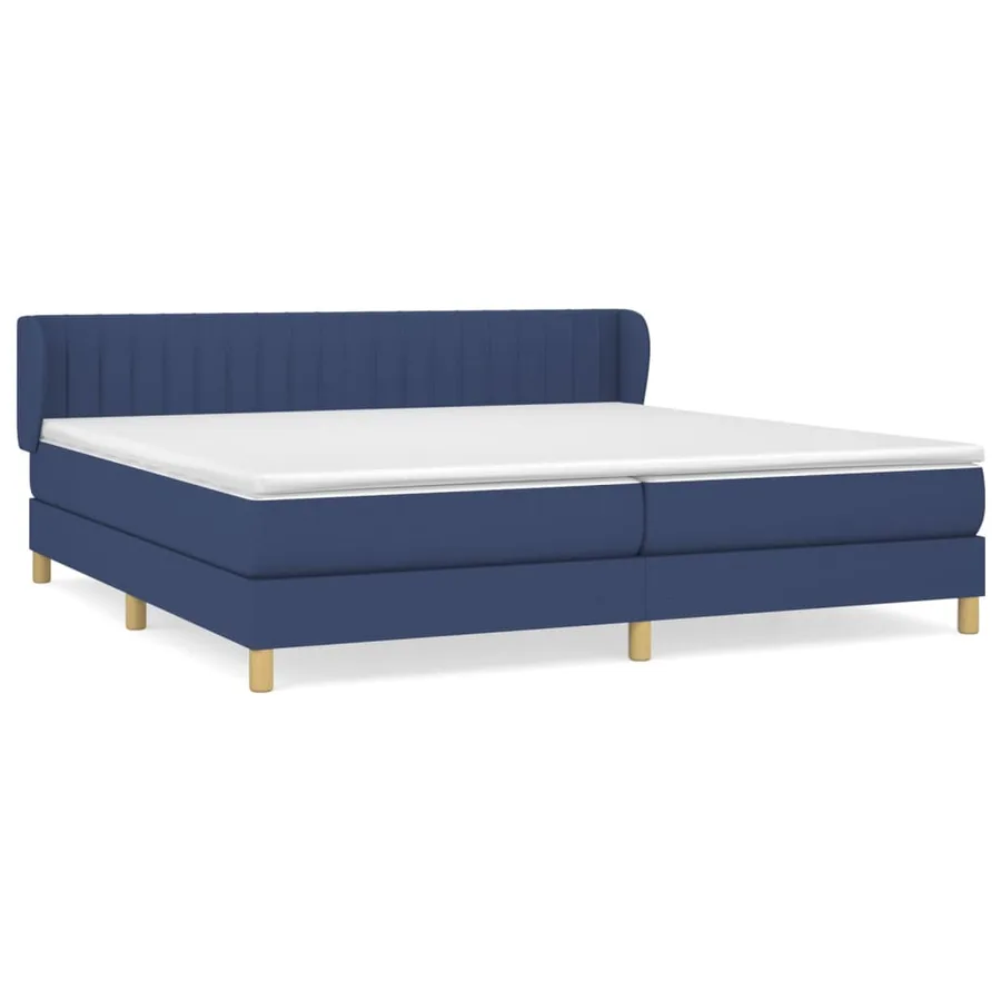 Sommier à lattes de lit avec matelas Bleu 200x200 cm Tissu - 2