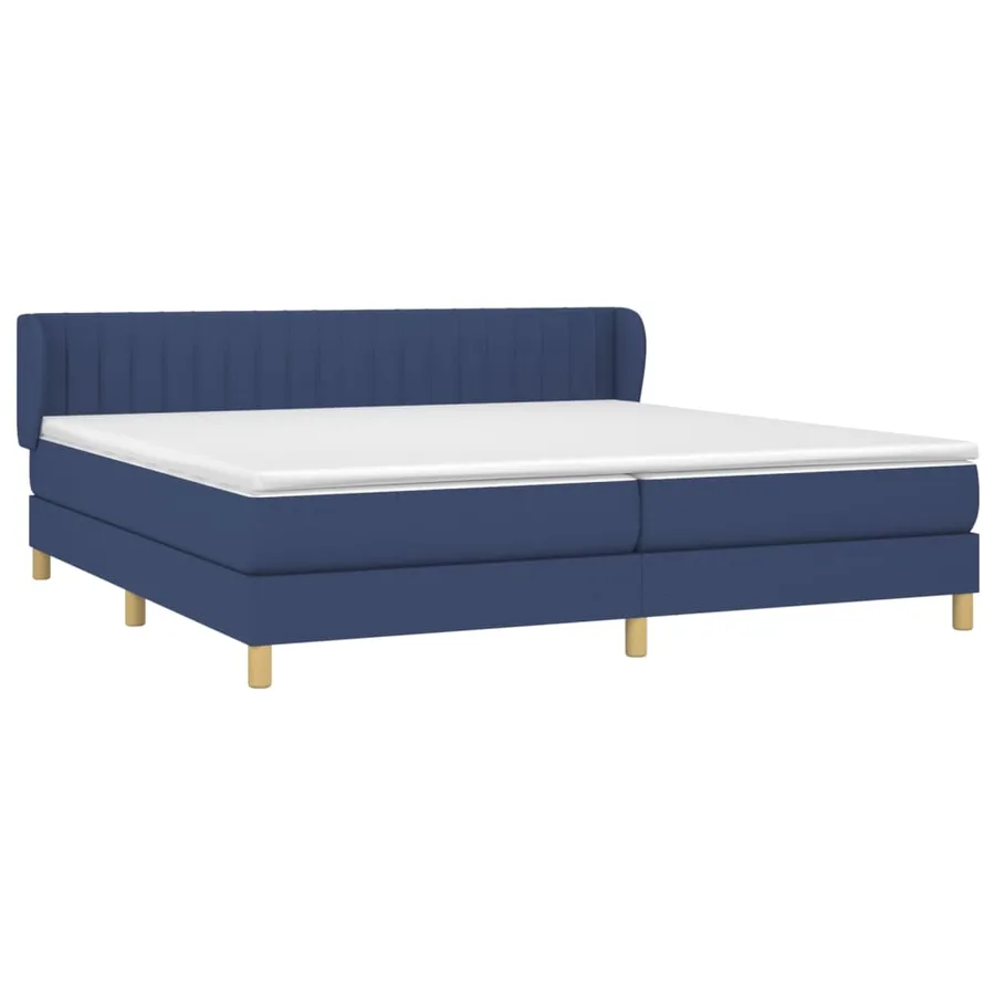 Sommier à lattes de lit avec matelas Bleu 200x200 cm Tissu - 3