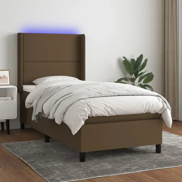 Sommier à lattes de lit matelas LED Marron foncé 100x200 cm