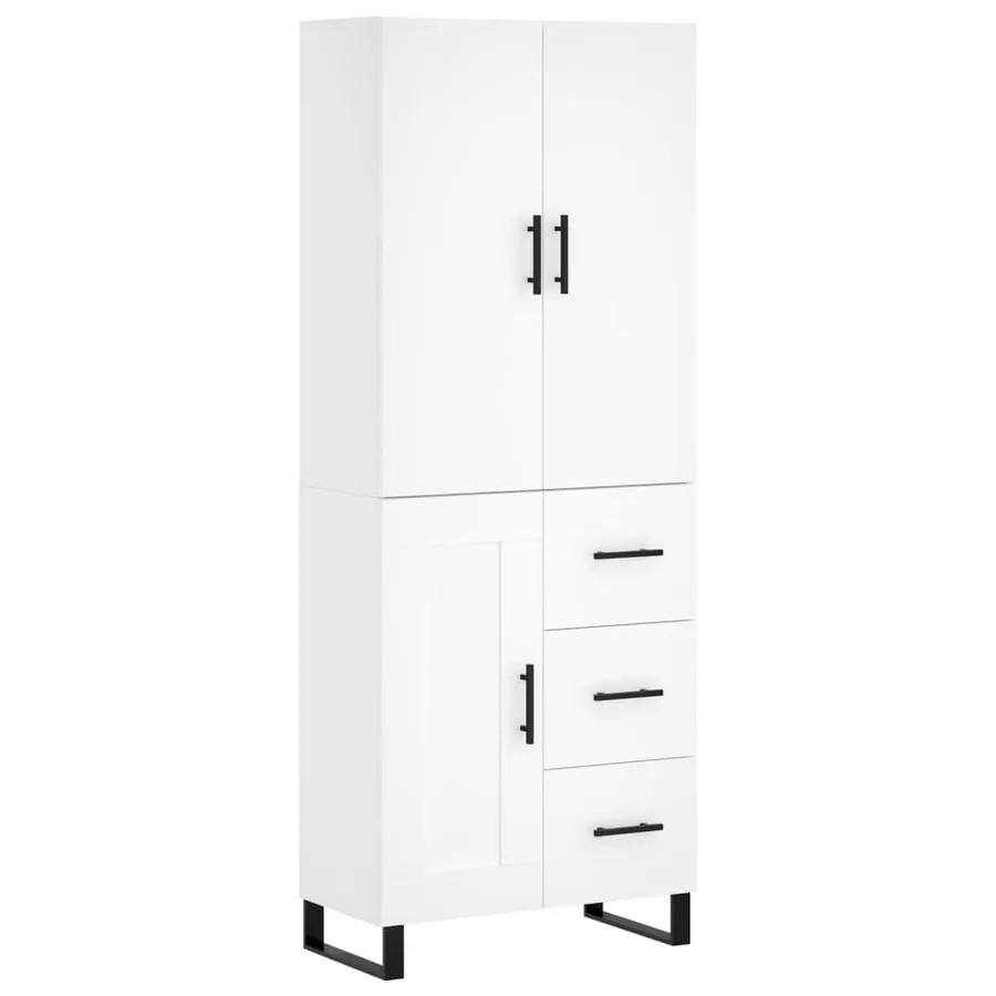Buffet haut Blanc 69,5x34x180 cm Bois d'ingénierie - 2