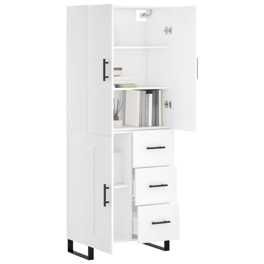 Buffet haut Blanc 69,5x34x180 cm Bois d'ingénierie - 3