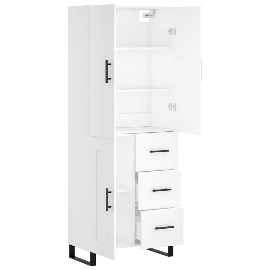 Buffet haut Blanc 69,5x34x180 cm Bois d'ingénierie - 4