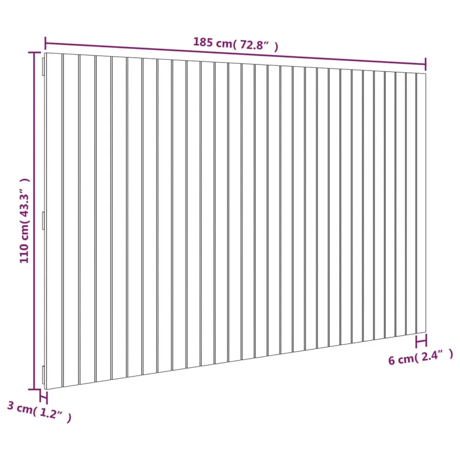 Tête de lit murale Blanc 185x3x110 cm Bois massif de pin - 8