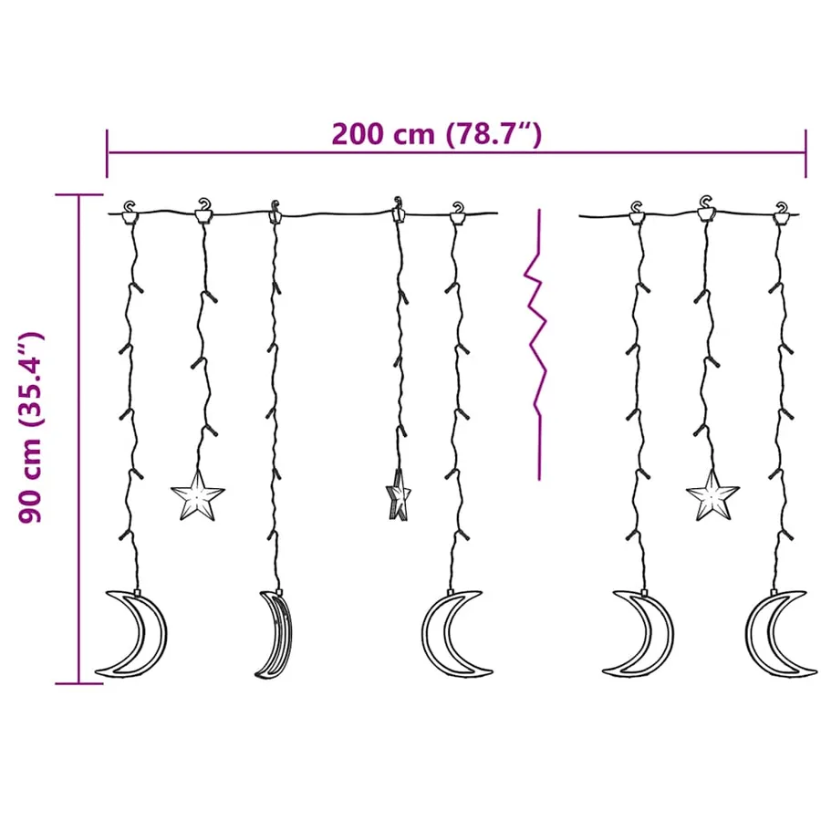 Guirlande lumineuse étoile et lune avec télécommande 138 LED - 8