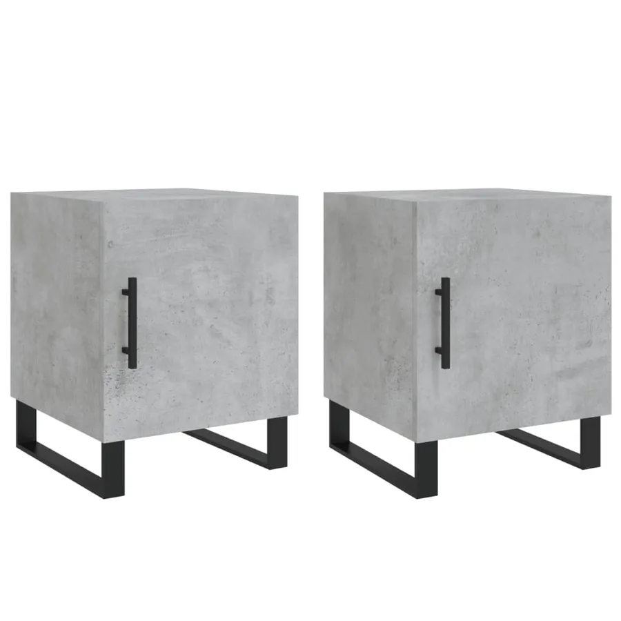 Tables de chevet 2 pcs gris béton 40x40x50 cm bois d’ingénierie - 2