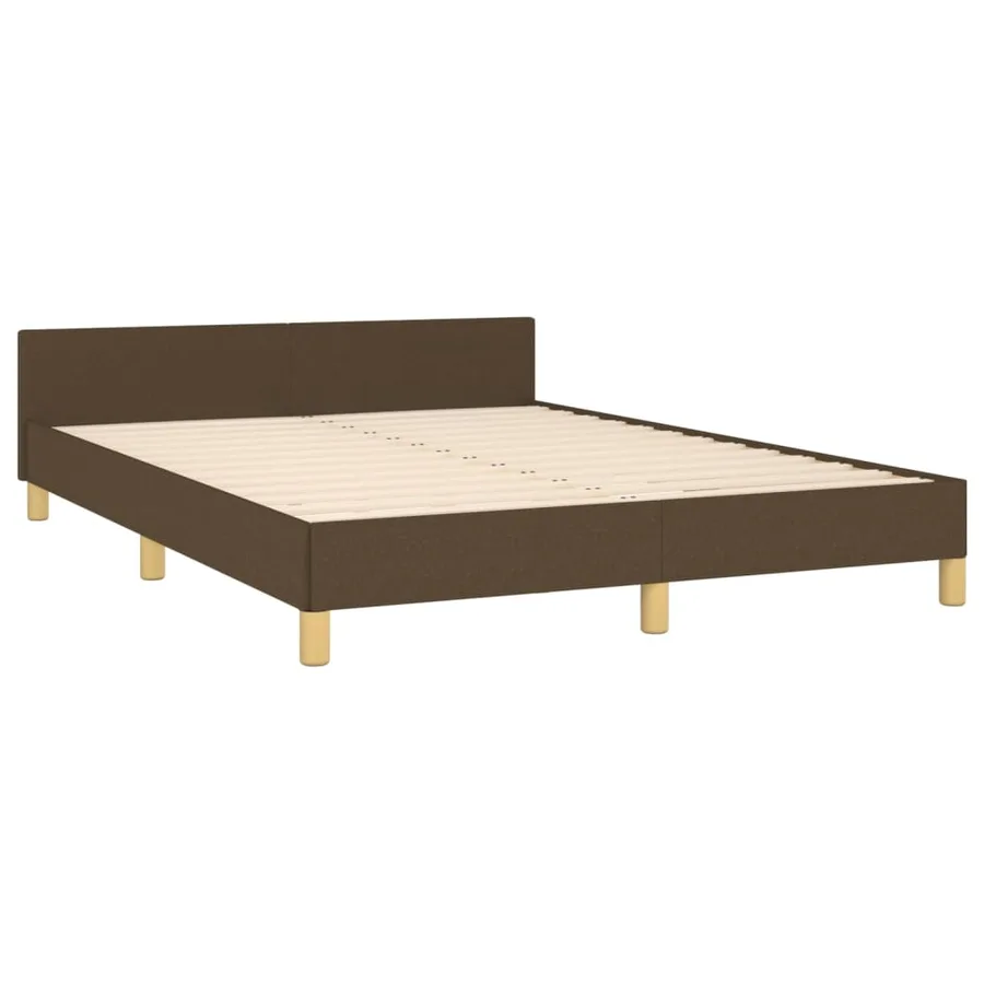 Cadre de lit sans matelas marron foncé 140x200 cm tissu - 5