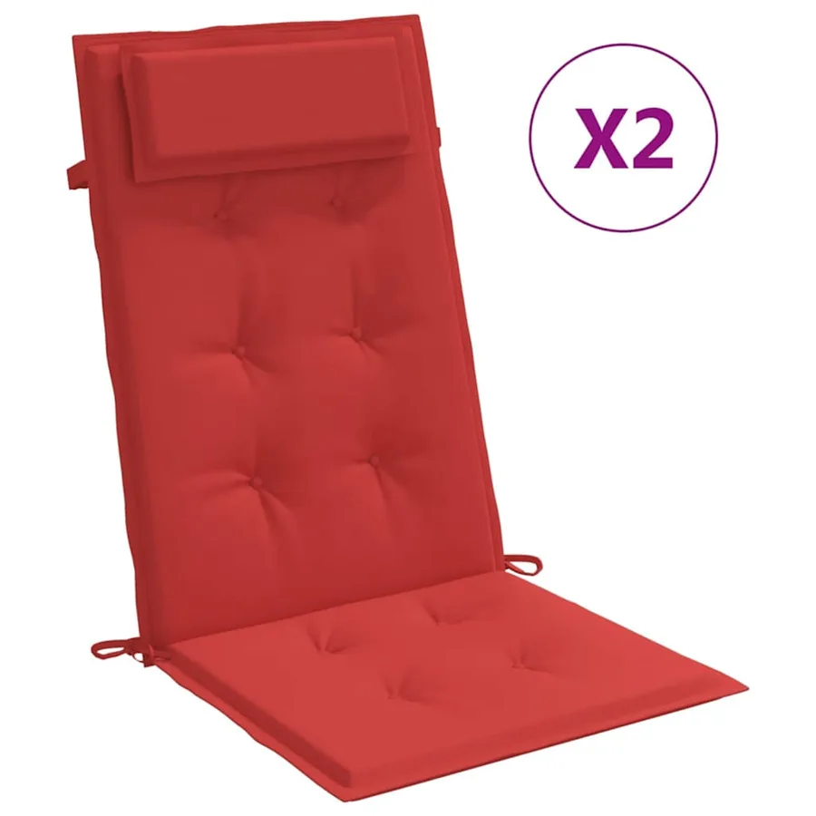 Coussins de chaise à dossier haut lot de 2 rouge tissu oxford - 2
