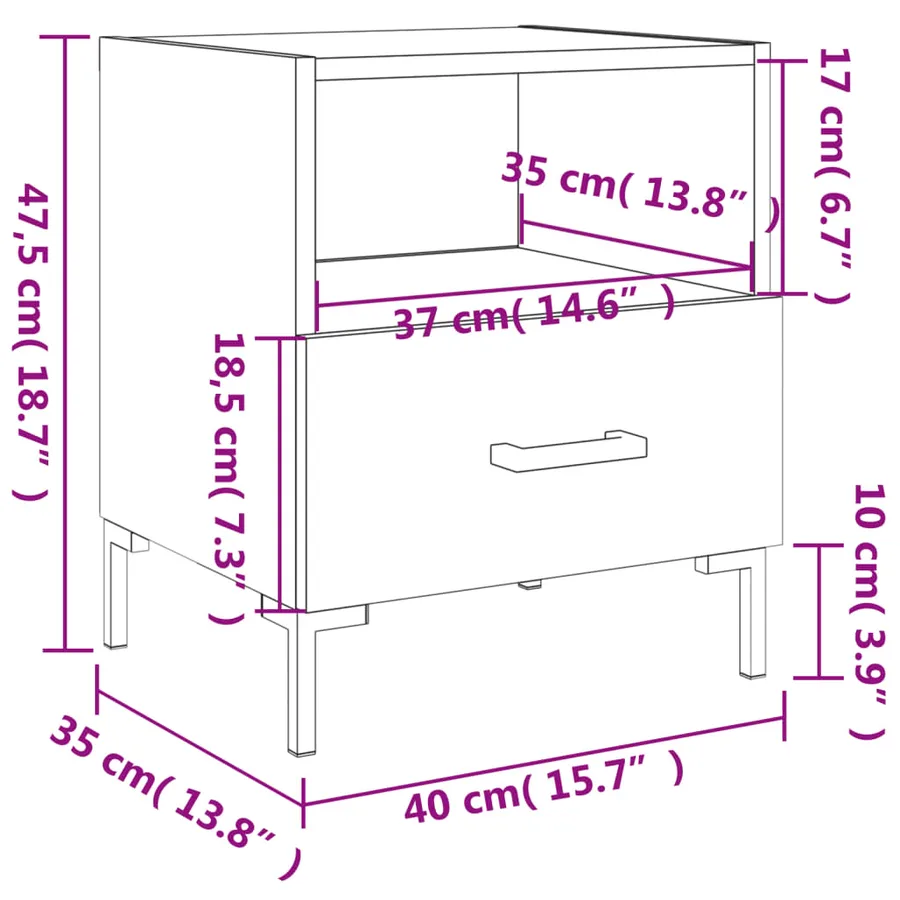 Tables de chevet 2 pcs blanc brillant 40x35x47,5 cm - 13