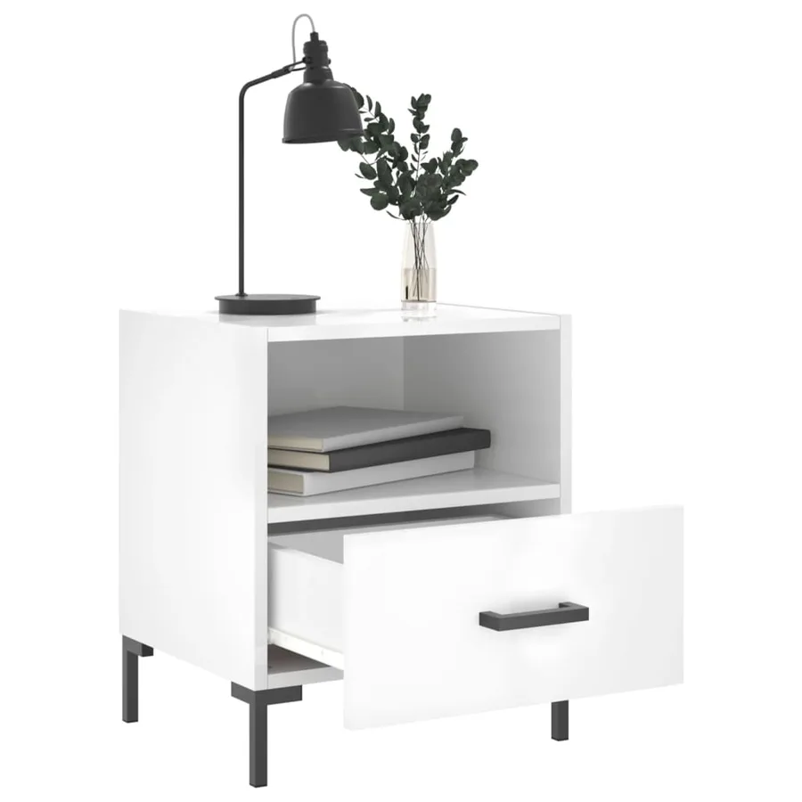 Tables de chevet 2 pcs blanc brillant 40x35x47,5 cm - 3