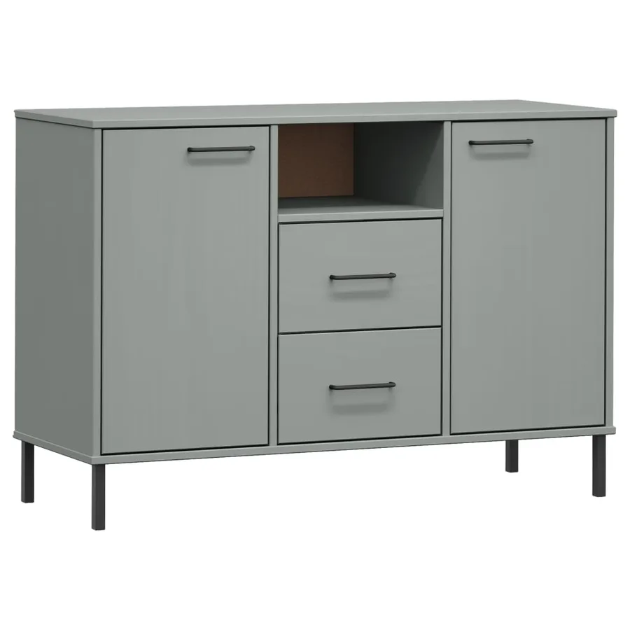 Buffet avec pieds en métal Gris 113x40x77 cm Bois massif OSLO - 2