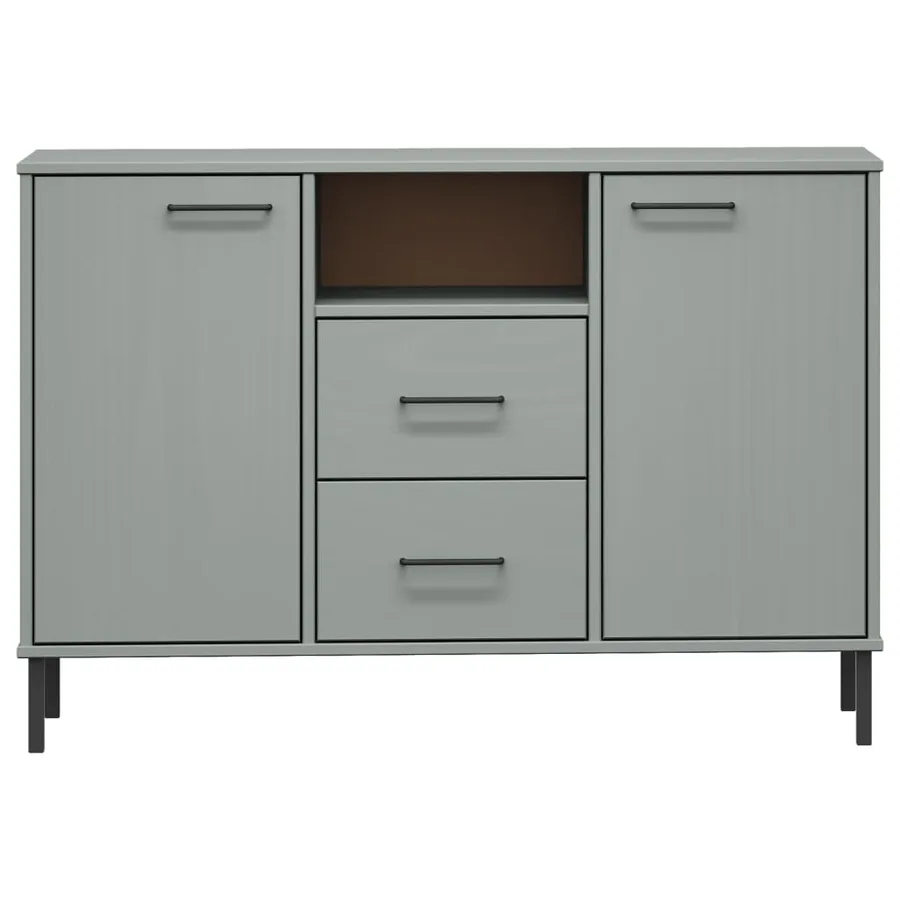 Buffet avec pieds en métal Gris 113x40x77 cm Bois massif OSLO - 4